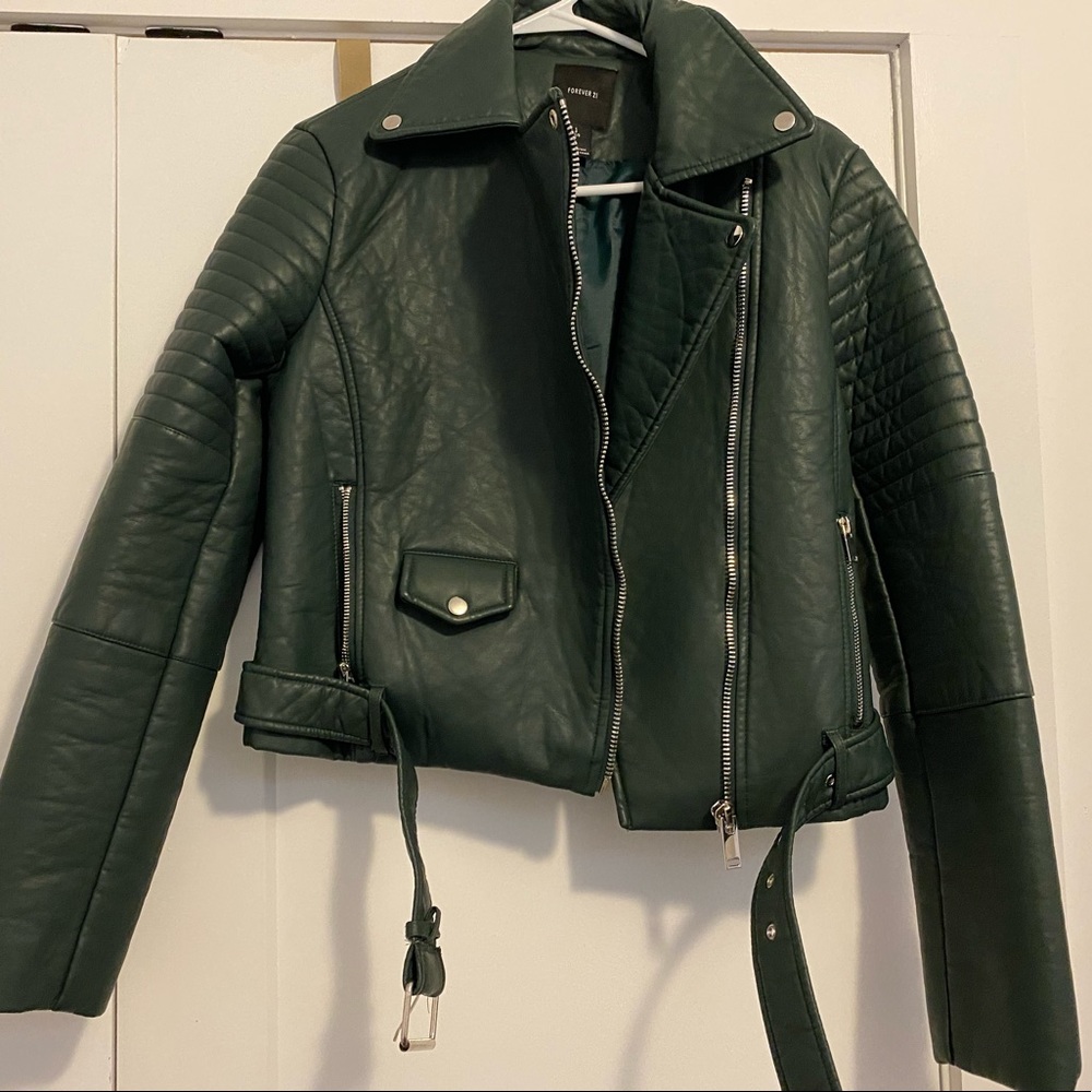 Forest green Faux leather jacket